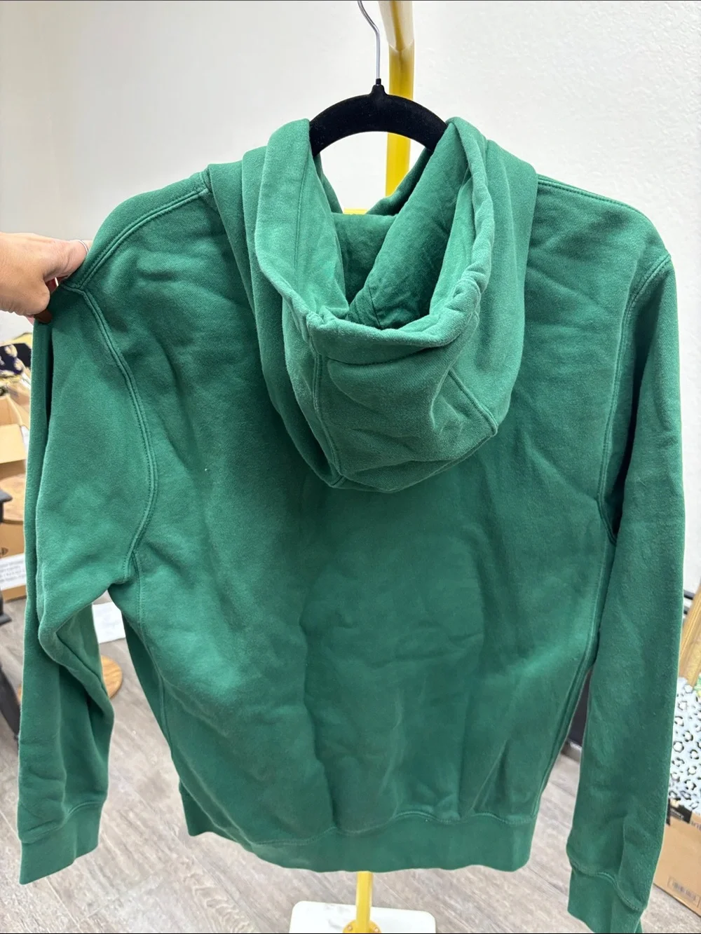 Nike Men's Dark Green Pullover Hoodie with White Swoosh